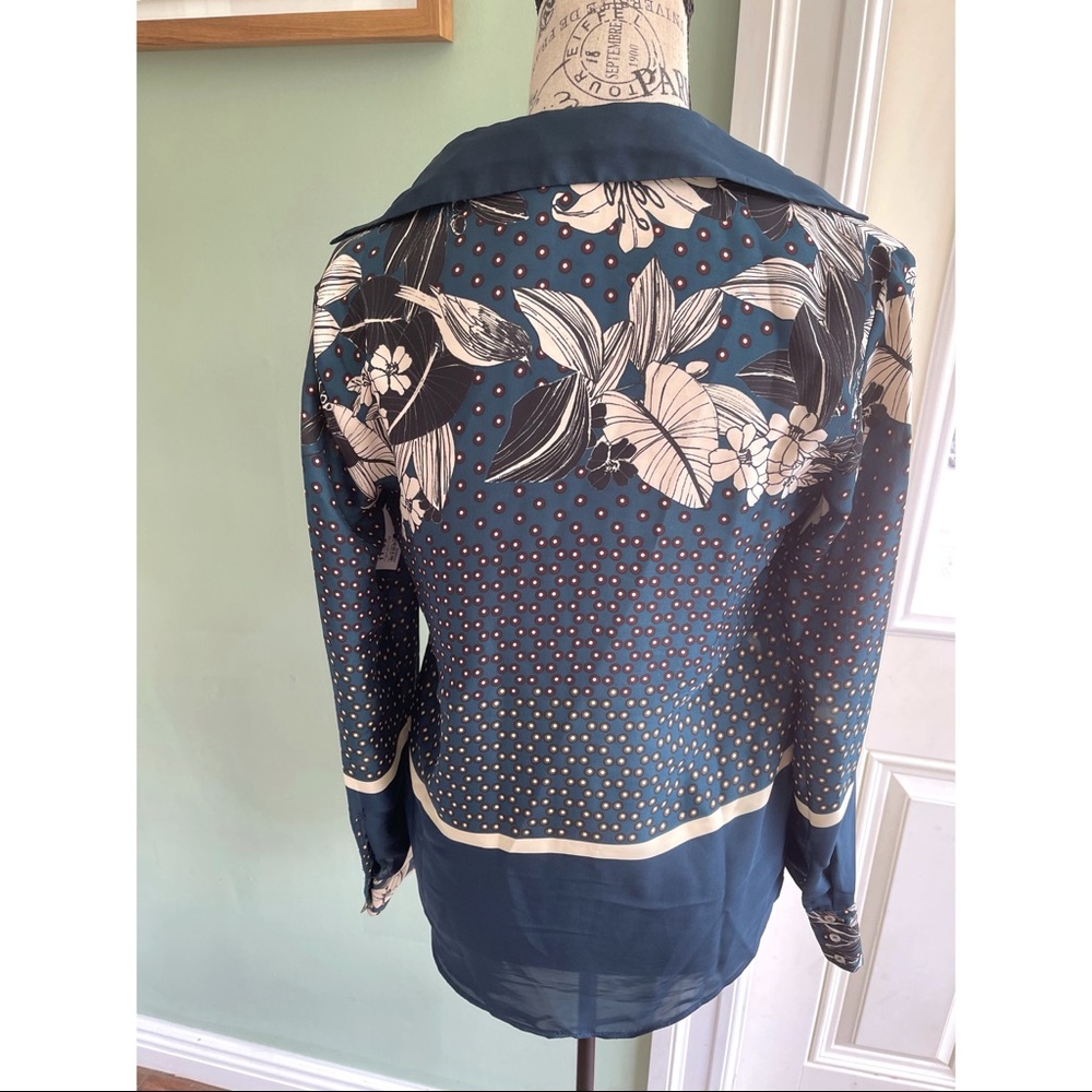 Eeuc Zara Silky Patterned Button Down Blouse - image 5